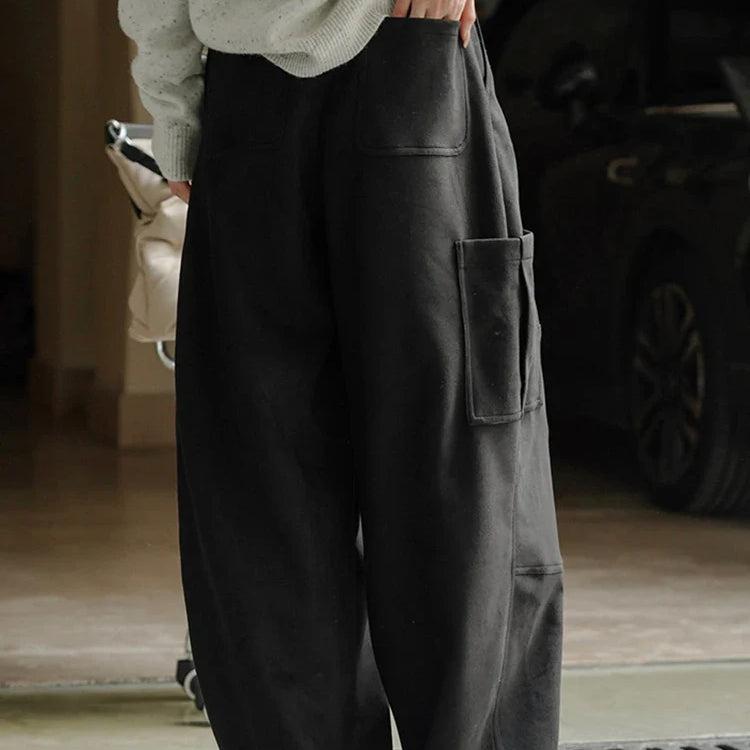 [LANMREM] Streetwear High Waist Wide Leg Pants For Women Big Pockets Design Trousers Female Fashion Trousers Spring New