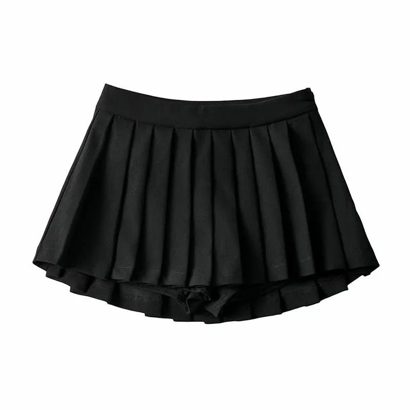 Sexy Women Pleated Skirts High Waist Summer Vintage Mini Skirts Korean Tennis Student White Designed Dance Skirt black