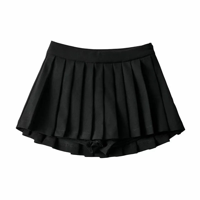 Sexy Women Pleated Skirts High Waist Summer Vintage Mini Skirts Korean Tennis Student White Designed Dance Skirt black