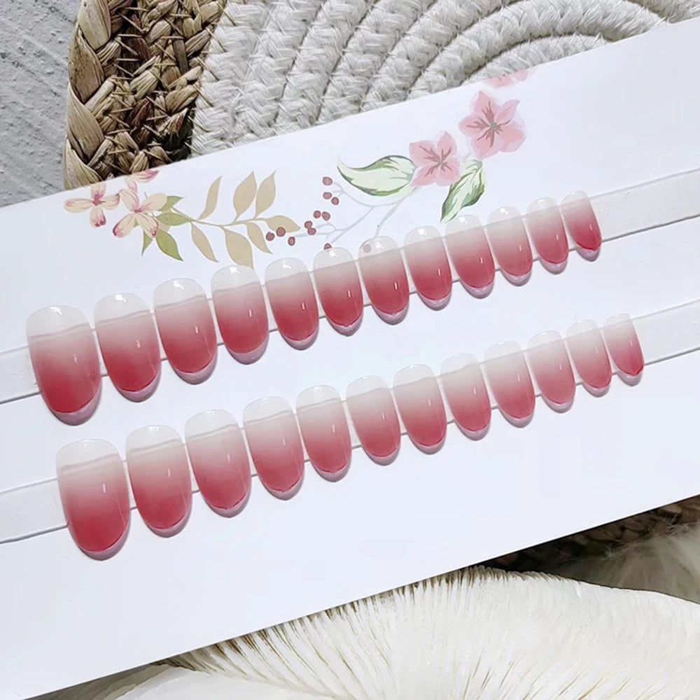 24Pcs Blush Pink Fake Nails Short Ballet Press On Nails Women Girls Charm Manicure Full Cover Stick-on False Nails Patches