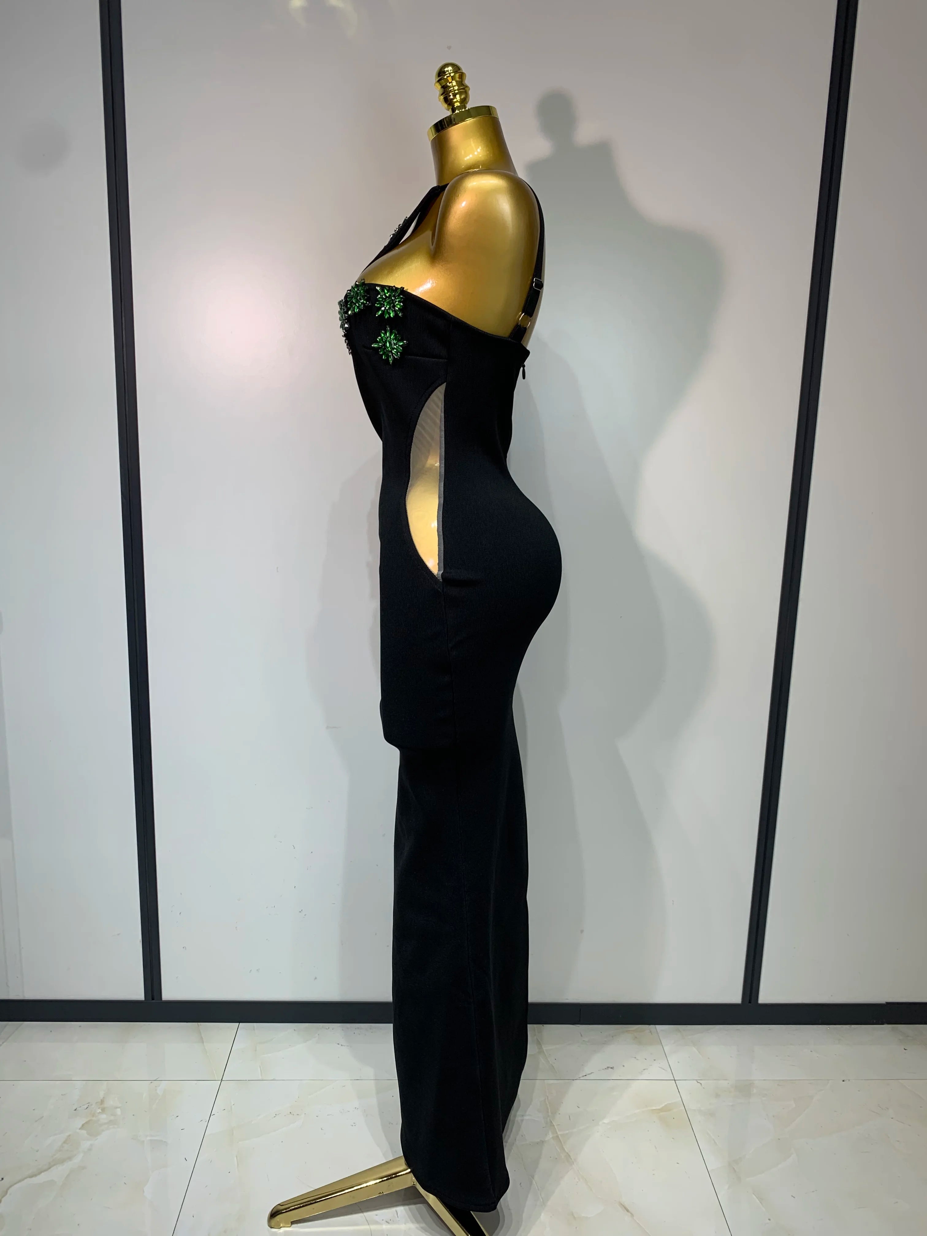Sparkly Rhinestones Evening Bandage Long Dresses Women Sexy Backless Stretch Elegant Prom Luxury Birthday Gown Club Vestidos