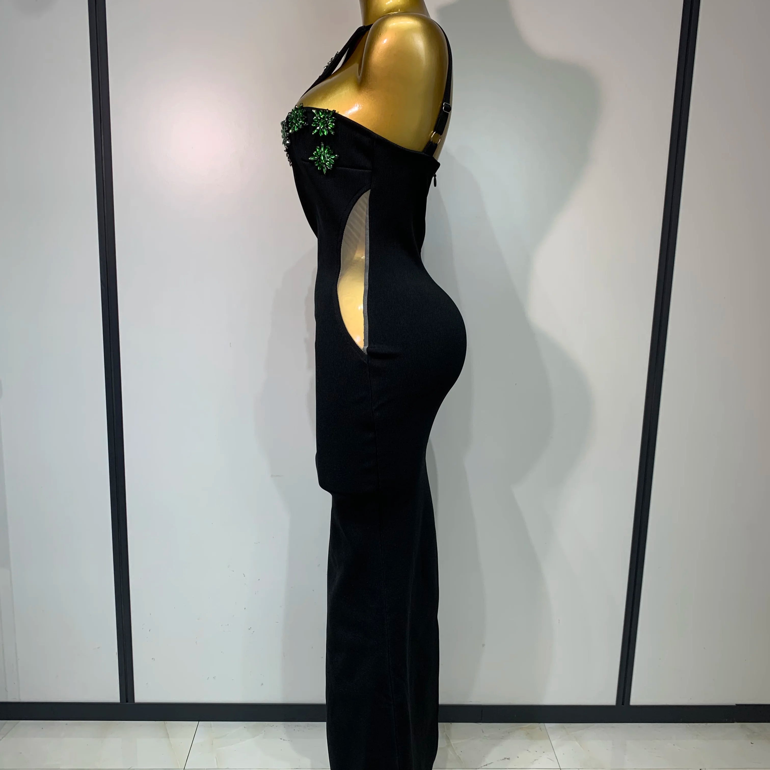 Sparkly Rhinestones Evening Bandage Long Dresses Women Sexy Backless Stretch Elegant Prom Luxury Birthday Gown Club Vestidos