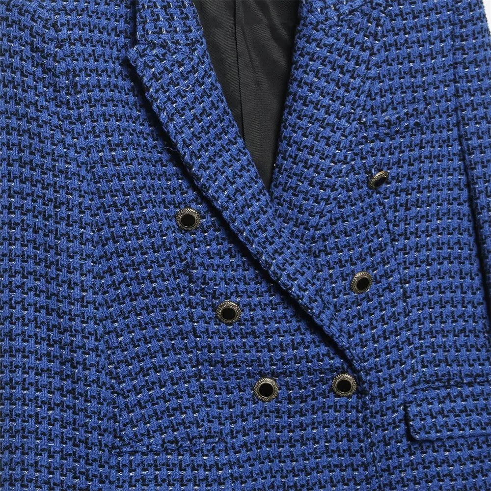 Winter Women's Fashion Loose Texture Double breasted Casual Flip Collar Suit Top Coat