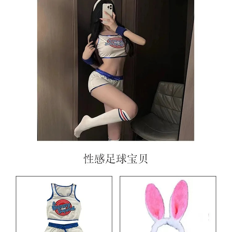 Space Lola Bunny Rabbit Cosplay Costume Rabbit Bunny Jam Costumes Women Girls Halloween Party Clothes Tops Shorts Outfit Set