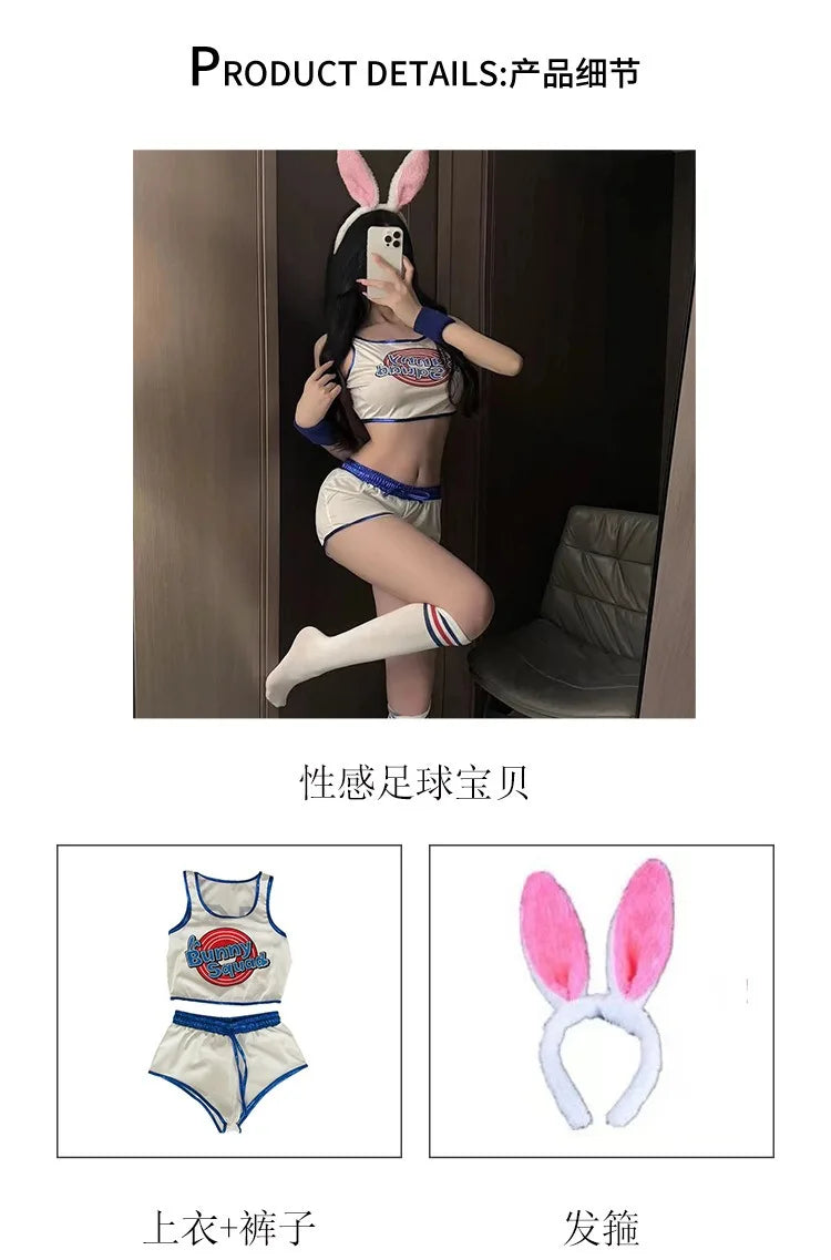 Space Lola Bunny Rabbit Cosplay Costume Rabbit Bunny Jam Costumes Women Girls Halloween Party Clothes Tops Shorts Outfit Set
