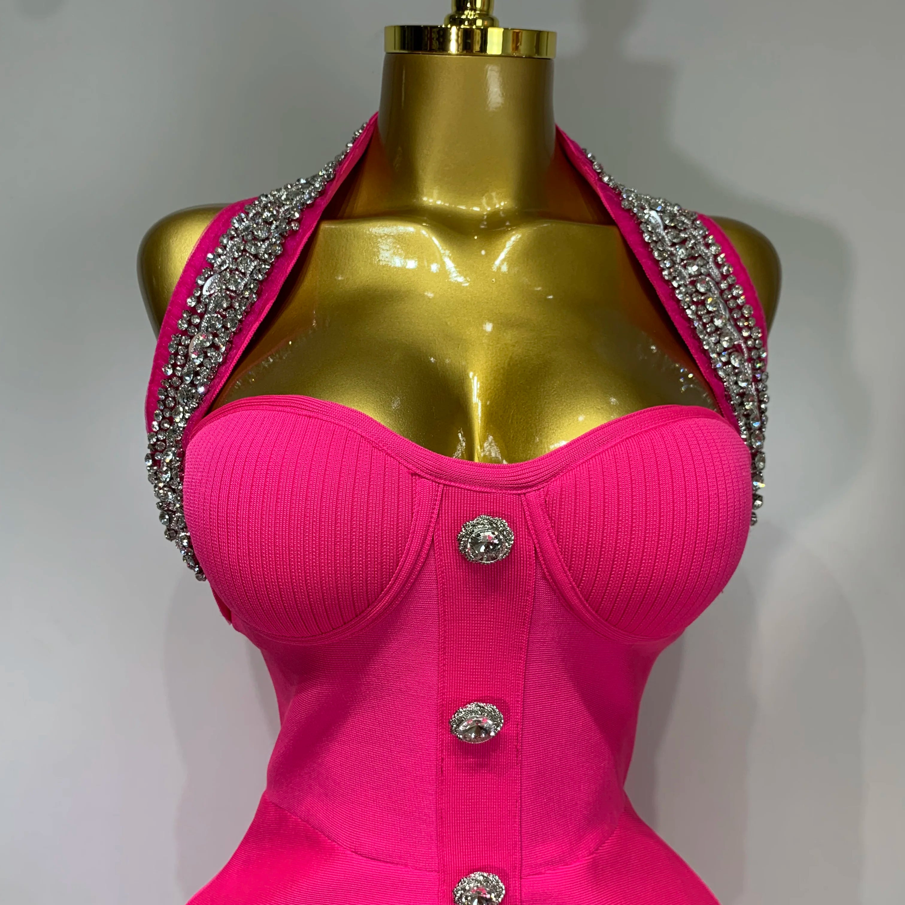 Women Luxury Birthday Dress Sexy Backless Beading A Line Bandage Dress 2025 Knitted Celebrity Elegant Evening Club Party Outfit