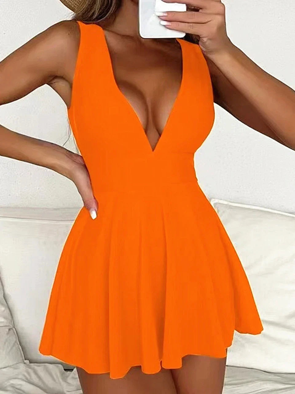 Deep V Neck Swimsuit Women One Piece Backless Swimwear Solid Beach Skirt Summer Female Bathers Bathing Swimming Bodysuit