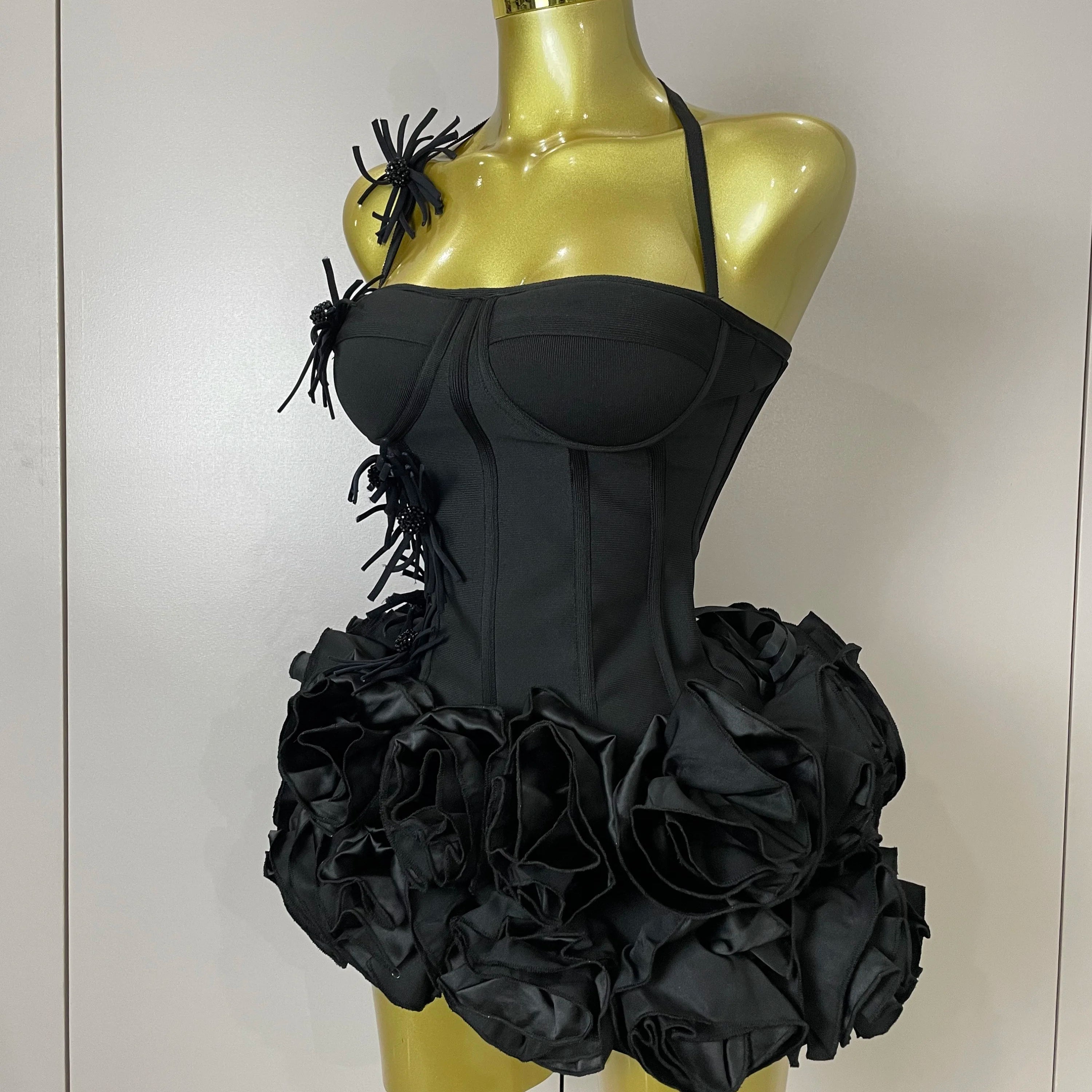 Women Sexy Halter Prom Gown Celebrity Club Two Piece Set Cocktail Elegant Fashion Luxury Birthday Party Red Black Bandage Outfit