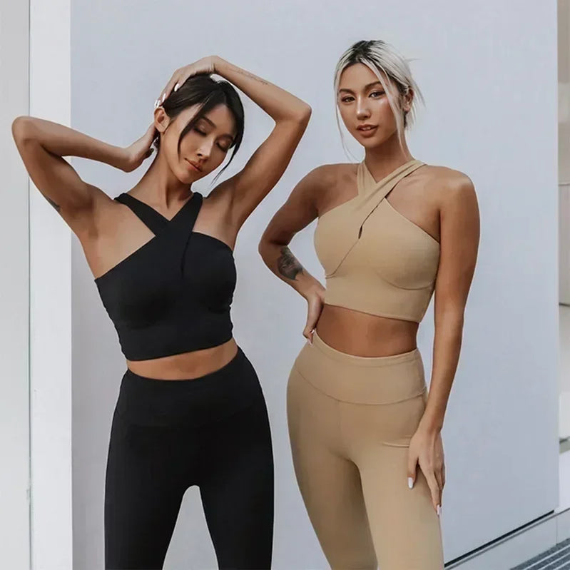 yoga suit, vest, sports bra, lingerie, women's sexy and beautiful back, cross strap fitness suit
