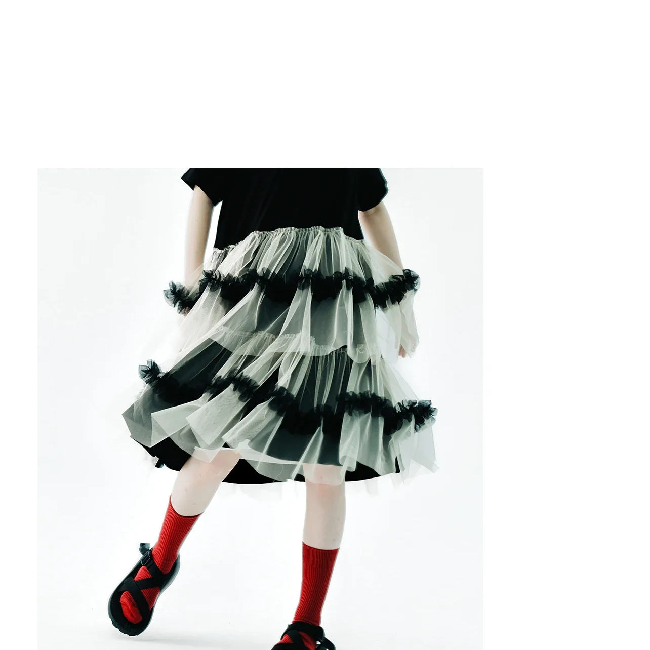 IMAKOKONI Original Design Black Short Sleeve Dress Mesh Splice Casual Loose Fit Dress 234147