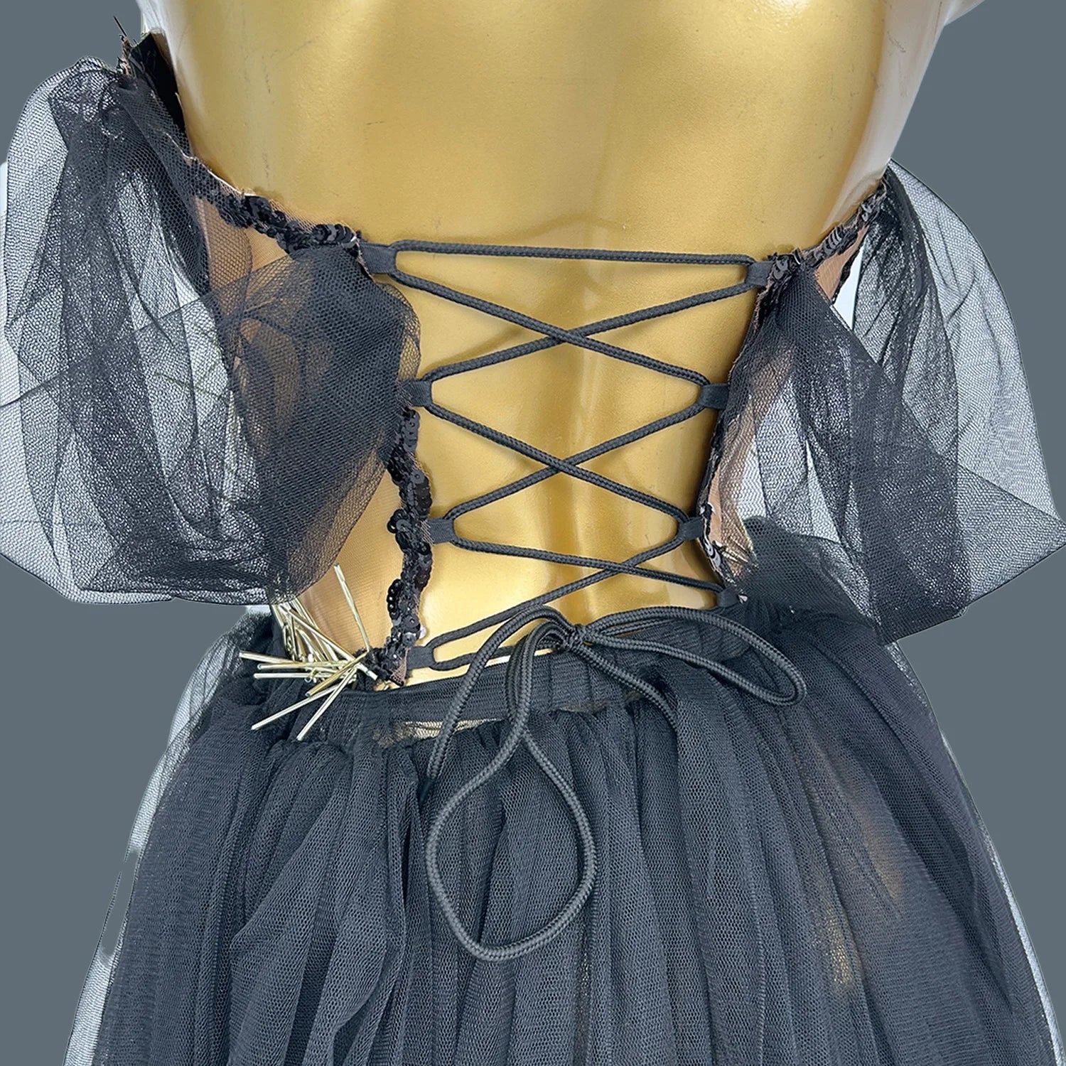 Sexy High-end See Through Mesh Evening Dress Suit Gold Sequins Black Dress Chiffon Long Dress Bar Special Design Outfit Ciwei