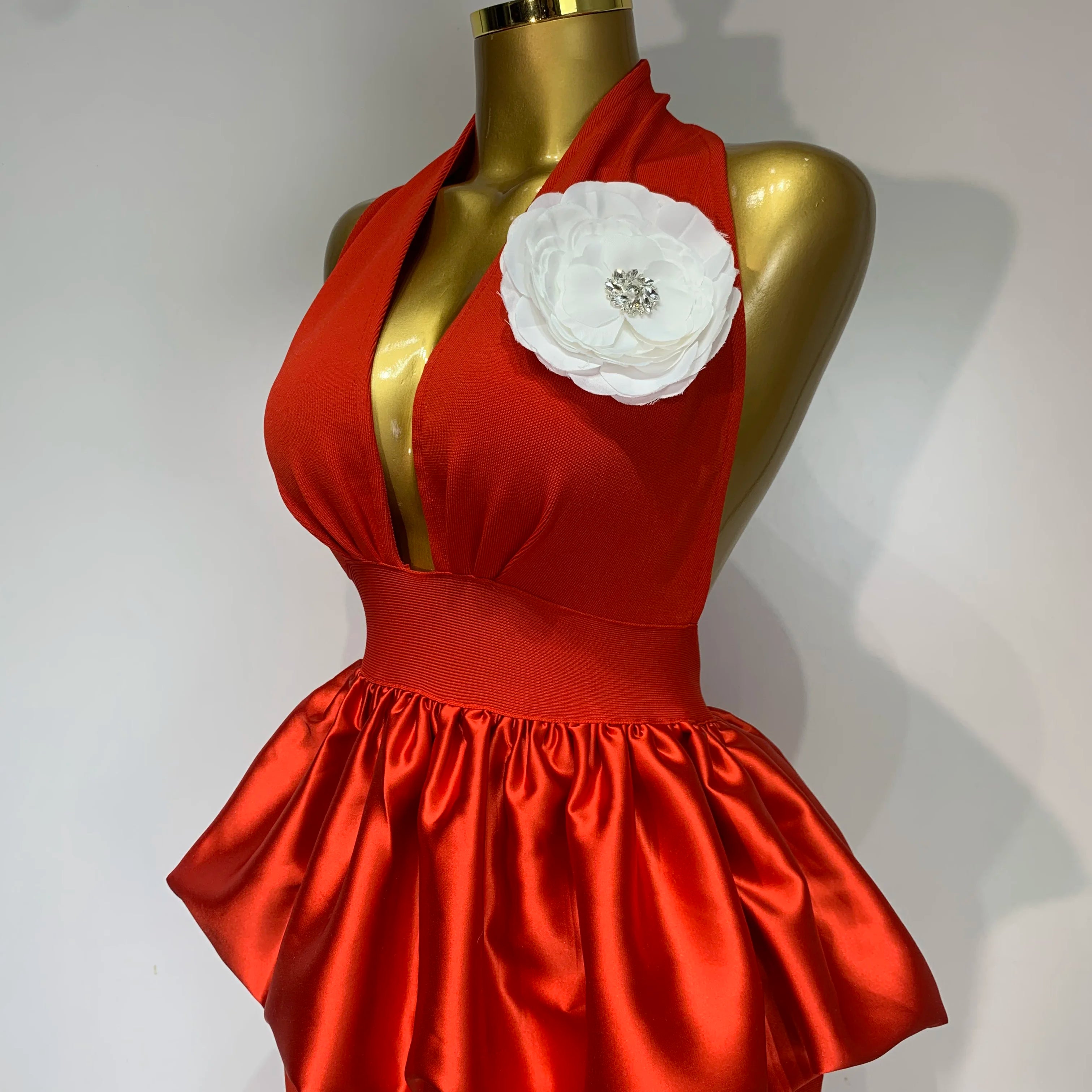 Women Sexy Backless Red Flower Maxi Long Bodycon Bandage Dress 2025 Celebrity Elegant Evening Party Nightclub Photo Shoot Dress