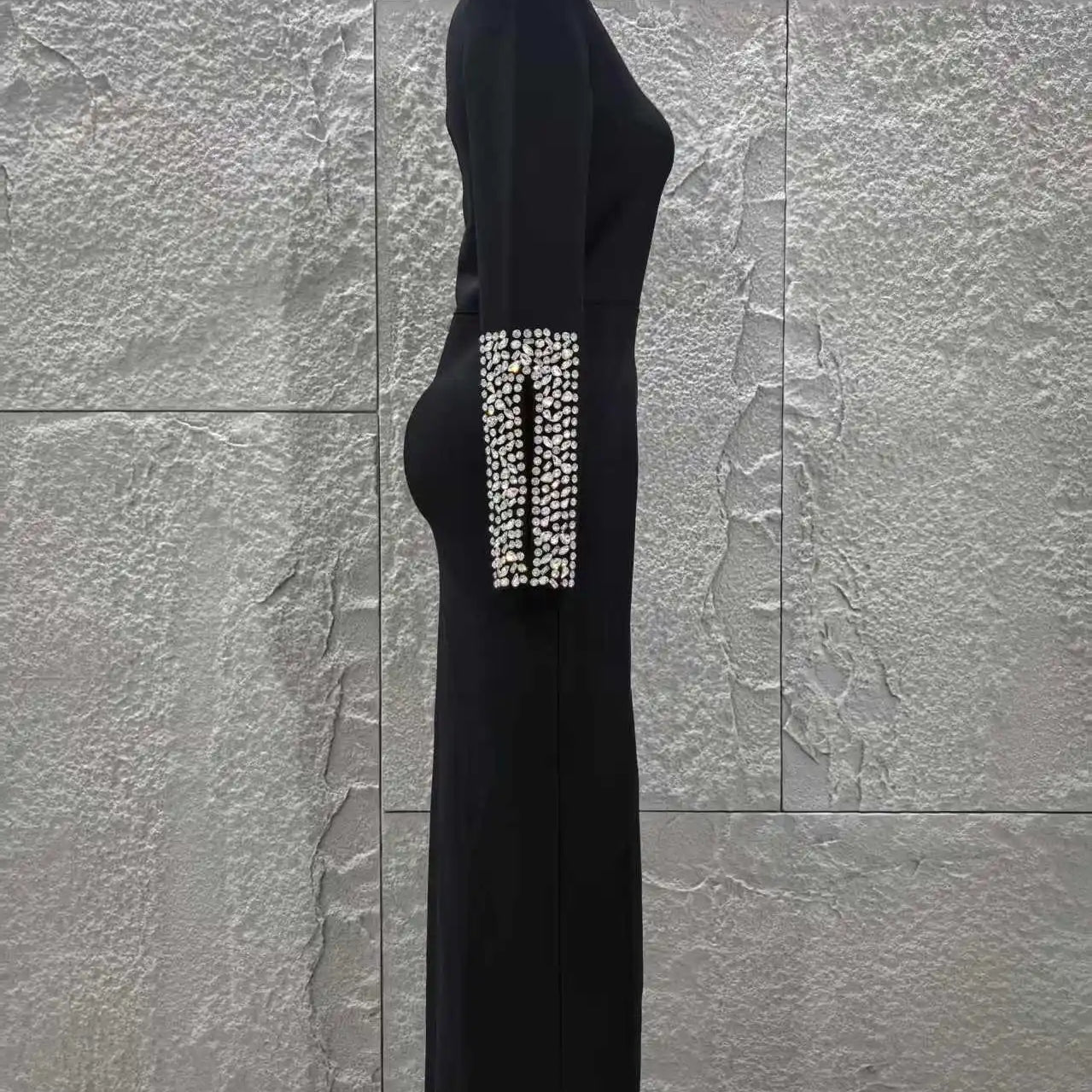 Women Long Sleeve Sparkly Crystal Bodycon Long Bandage Dress Elegant Evening Party Cocktail Fashion Outfit