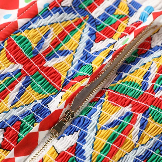 JAMERARY Floral Midi Long Rainbow Stripe Dress Women Fashion Runway Summer A Line Elastic Back Letters Print Vestidos 2023 New