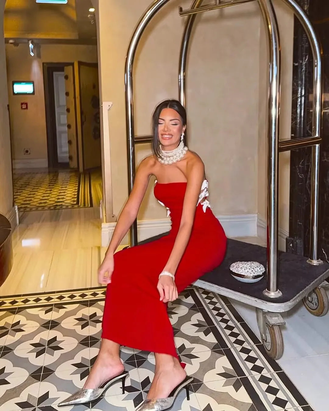 Red Black Women Sexy Off the Shoulder Bow Bodycon Bandage Long Dress Fashion Celebrate Evening Party Nightclub Wear