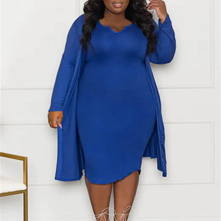 Wmstar Plus Size Dress Sets 2 Piece Outfits Maxi Dresses Out Wear Coat Sexy Matching Suit Fall Clothes Wholesale Dropshipping