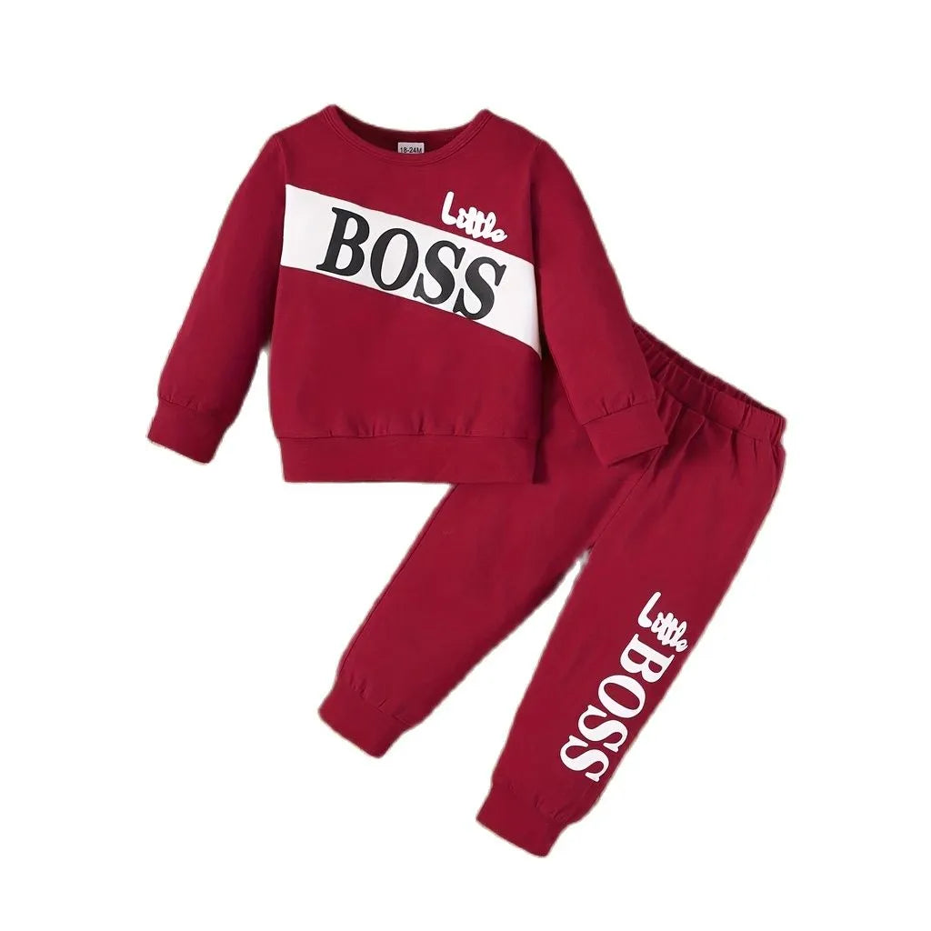 Kids Boy 1-6 Years Fashion Cool Boy Clothing Set Long Sleeves Letter Printed Top Pants Spring Autumn Little Boy Sporty Outfit 223050017