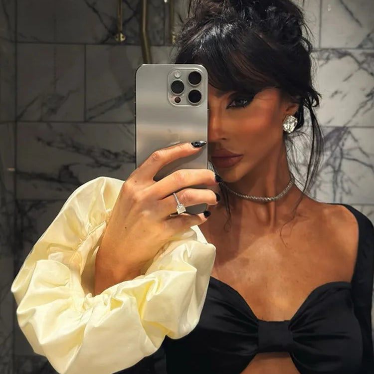 Sexy Contrasting Cropped Chest Wrapped Top Suit White Pleated Hem Short Bud Skirts Sets Elegant Lady Party Club Women's Clothes