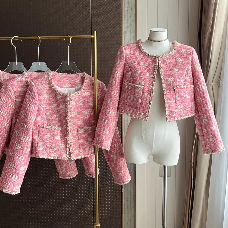 High Street French Vintage Small Fragrant Tweed Jacket For Women Luxury Runway Korean Fashion Woolen Short Coats Jaqueta Casacos