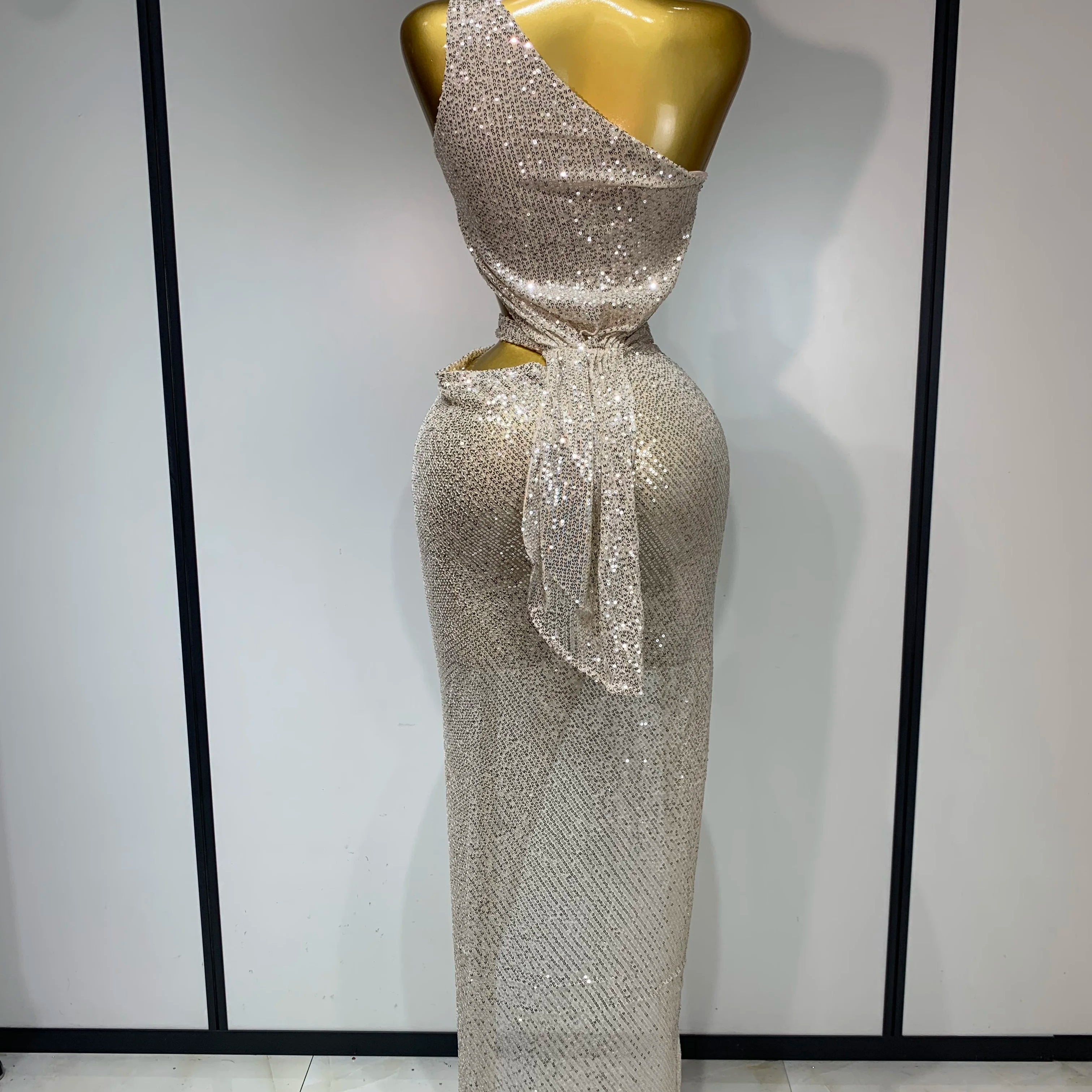 Women Sexy One Shoulder Long Dress High Street Designer Elegant Split Elegant Evening Party Luxury Birthday Dress Vestido