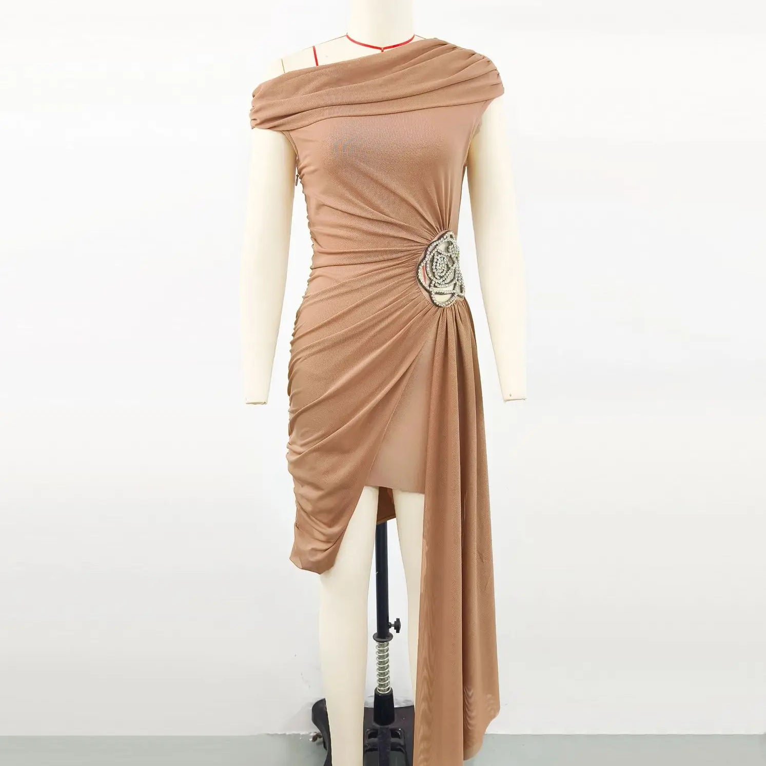 Black White Women Sexy Spandex Waist Diamond Bodycon Draped Mini Dress Nightclub Party Celebrate Cocktail Fashion Dress