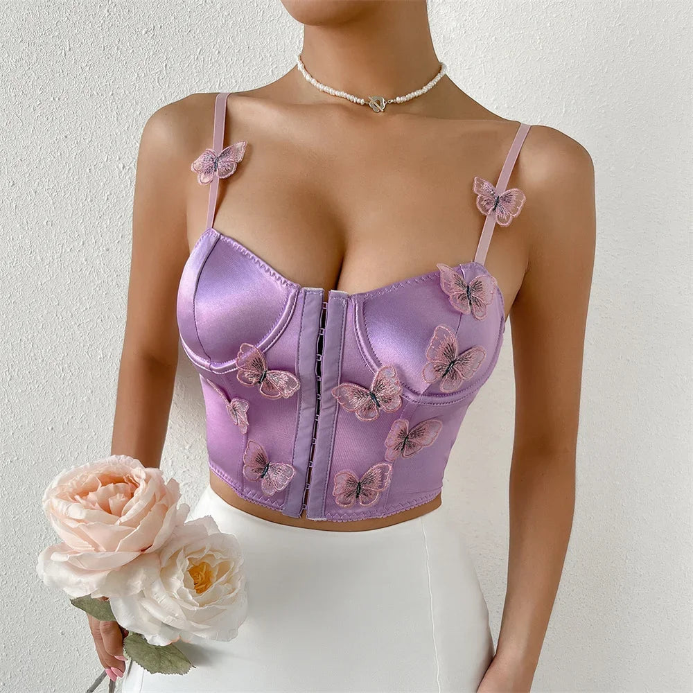 Sexy Shirt Women Clothing Corset Camis Blusas Shaper Harajuku Hot Tee Woman Tank Top Club Ropa Mujer Summer Ladies Crop Top 7-7135 purple