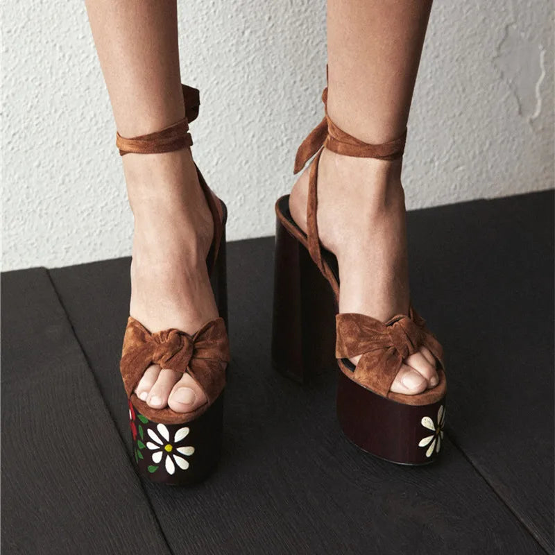 MStacchi Women's Sandals High Platfrom Chunky Heels Shoes Summer Peep Toe Ankle Strap High Heels Party Shoes Sandalia Feminina