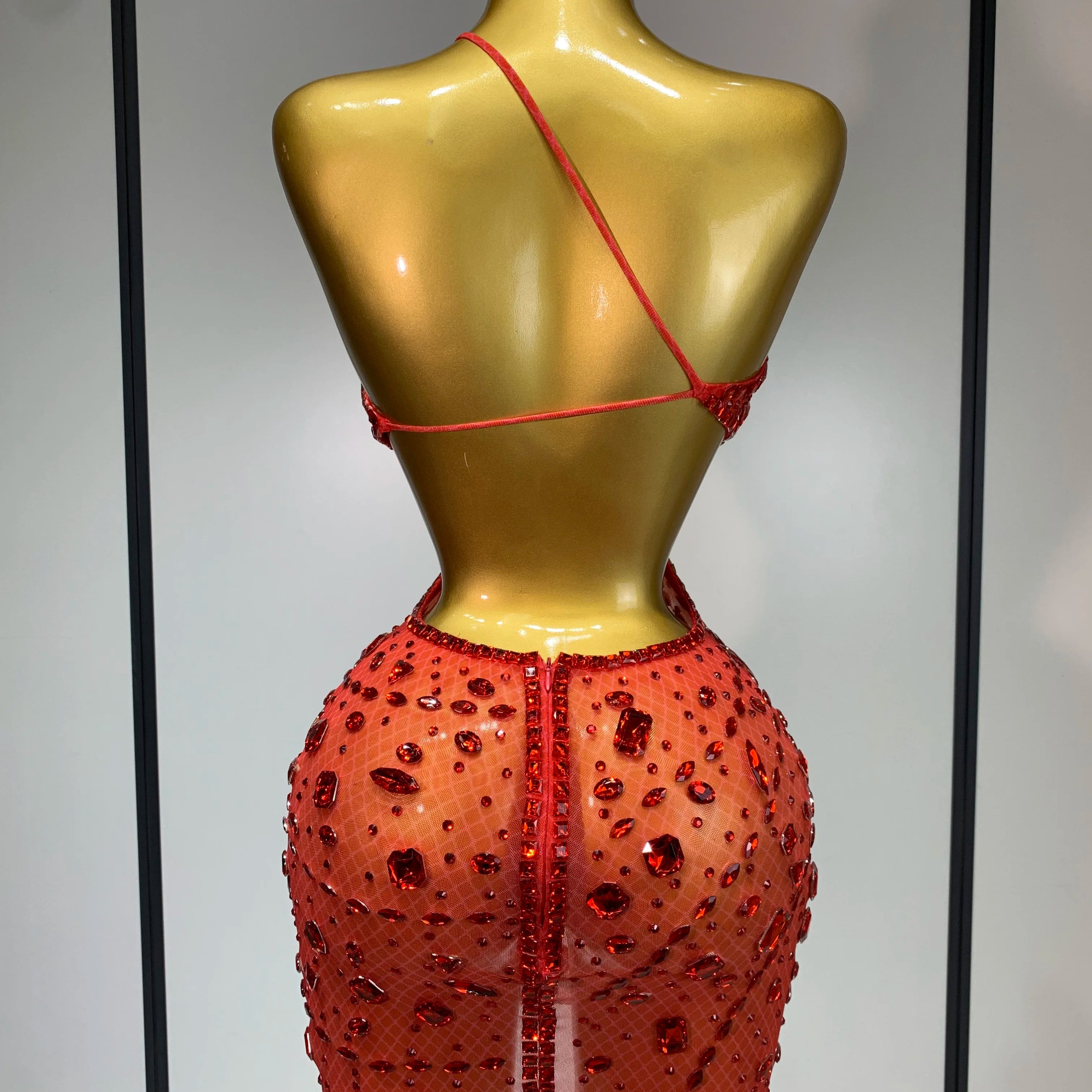 Women 2025 Sexy Backless See Through Sparkly Diamond Evening Prom Gown Luxury Birthday Celebrate Stage Nightclub Hotwife Outfit