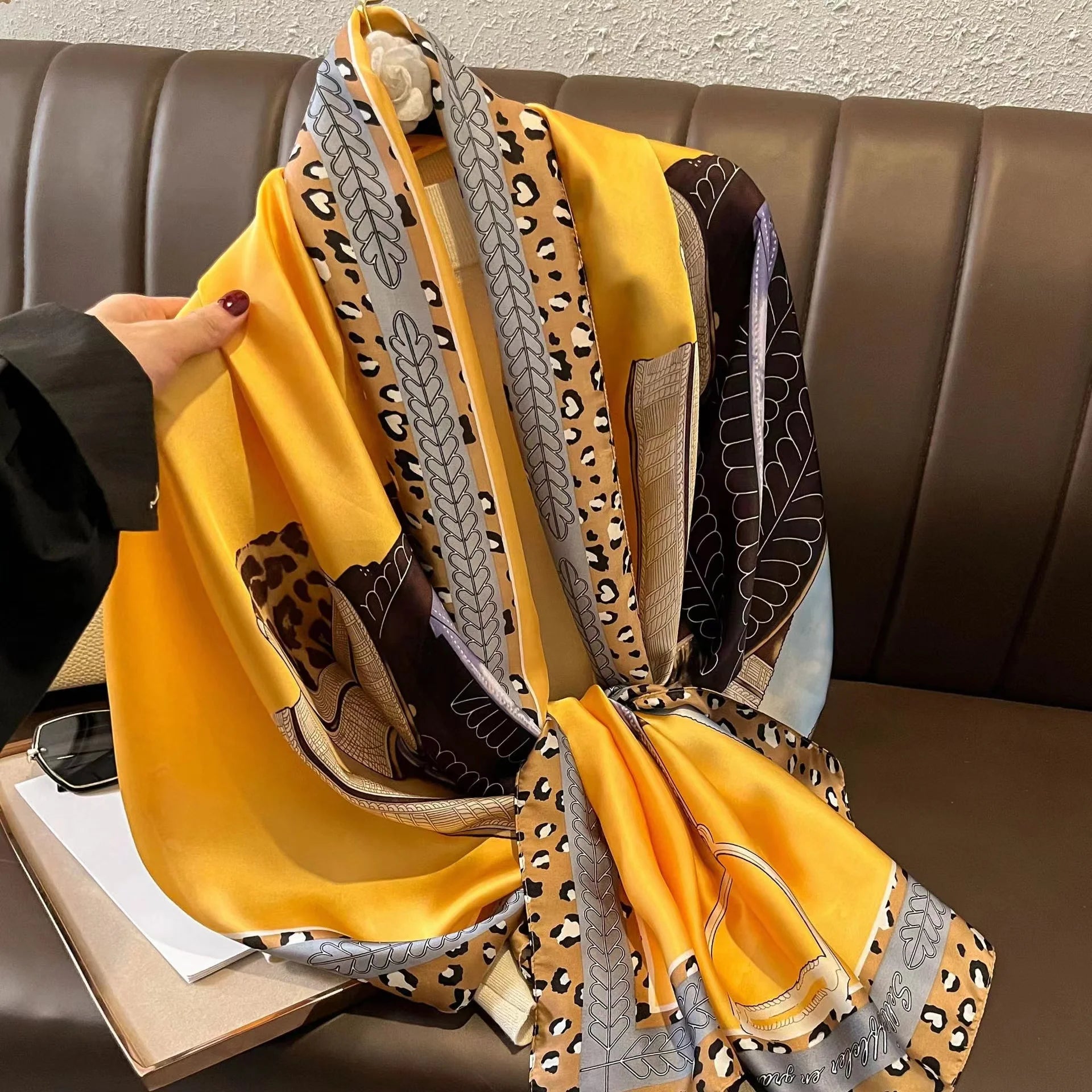 180*90cm Luxury Brand Spring Summer Autumn Women Clothing New Fashion Color matching printed silk scarf lady popular turba 24 180cmx90cm