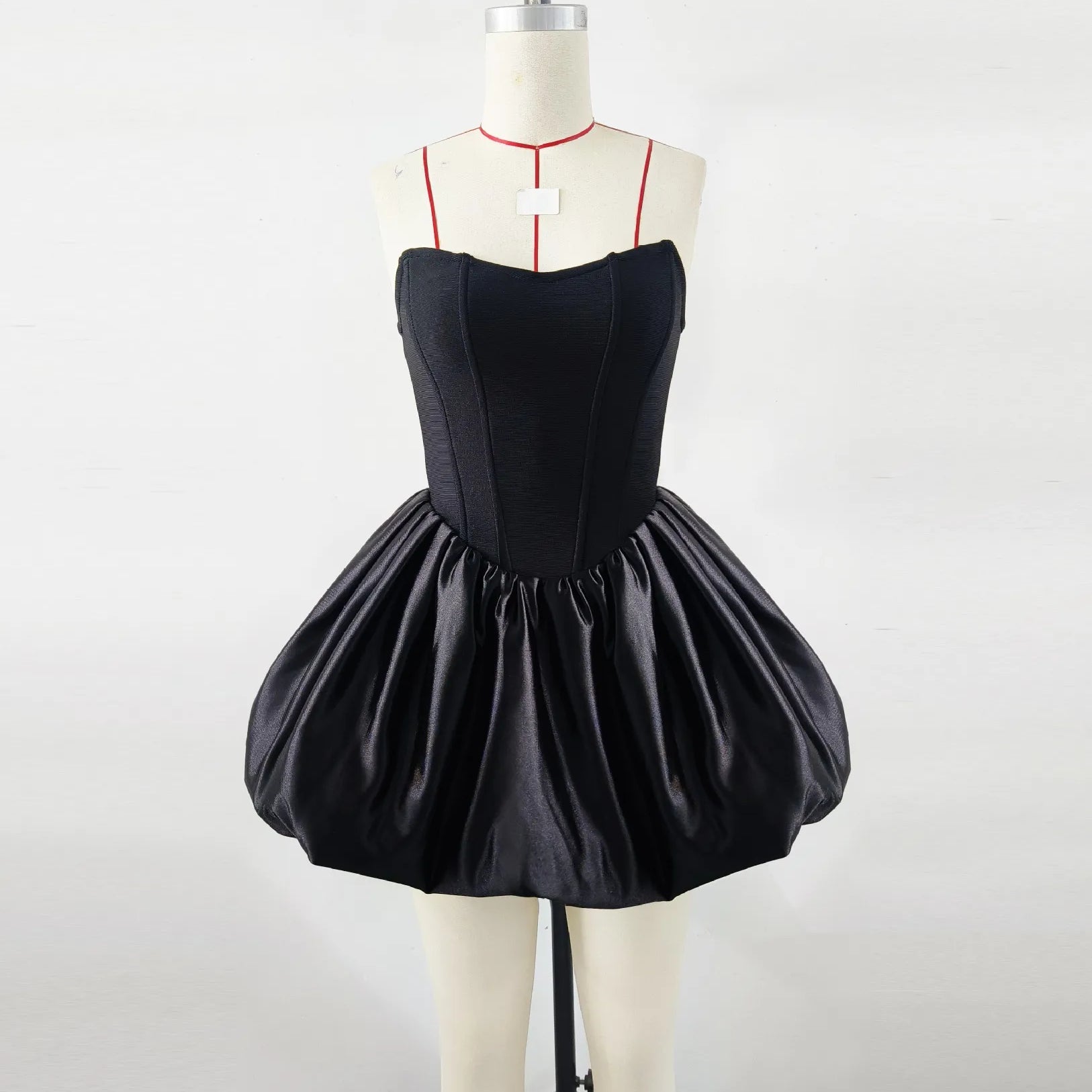 White Black Color Women Sexy Strapless Ball Gown Mini Bandage Dress Celebrate Fashion Birthday Party Girls' Vacation Dress