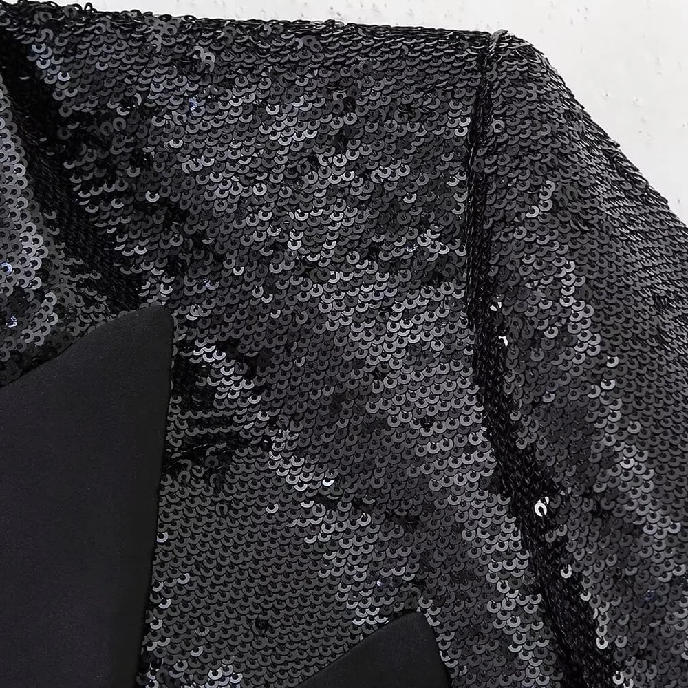 Autumn/Winter Women's New Fashion and Casual Polo Collar Beaded Short Suit Coat