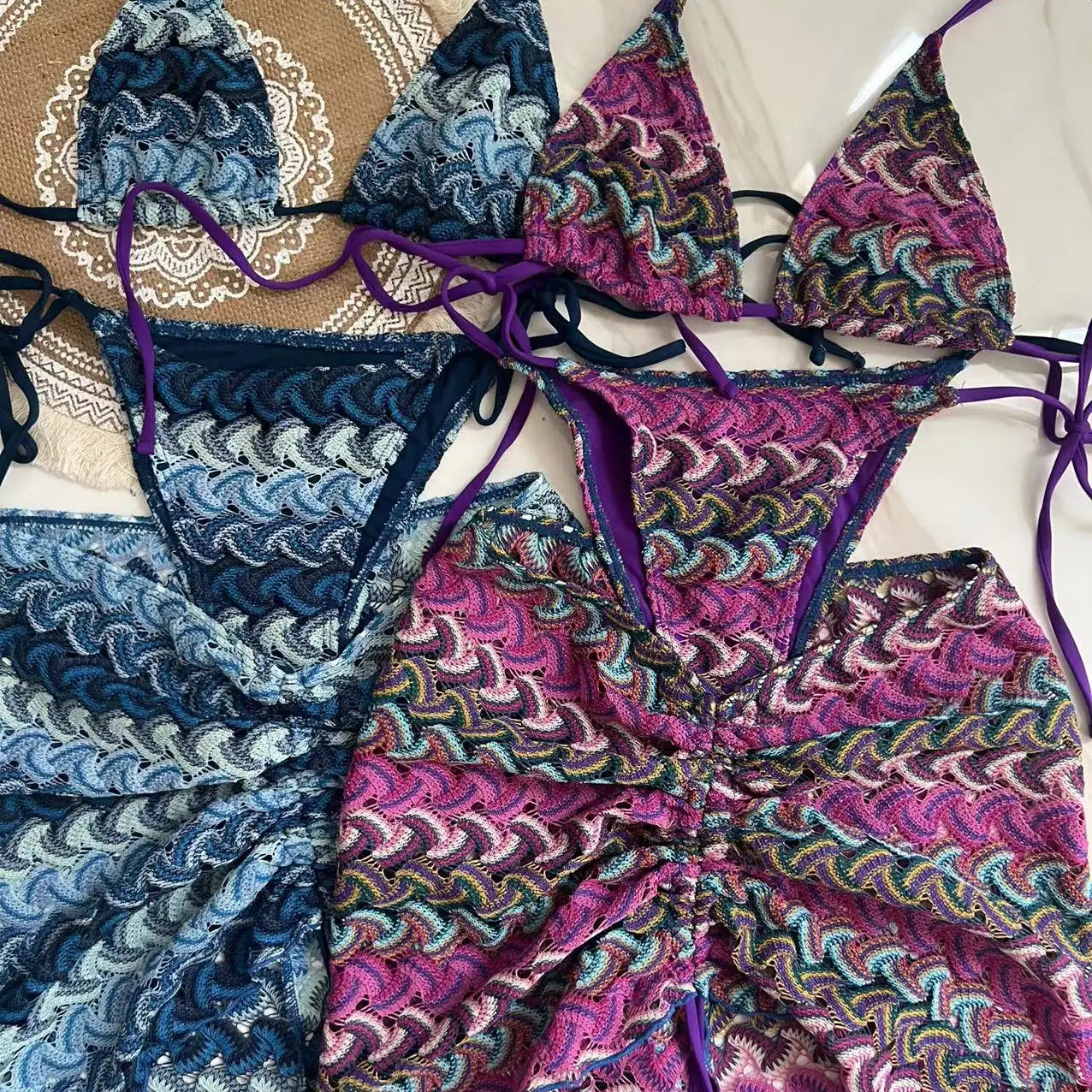 Three Piece Bikini Skirt Swimwear women swimsuit