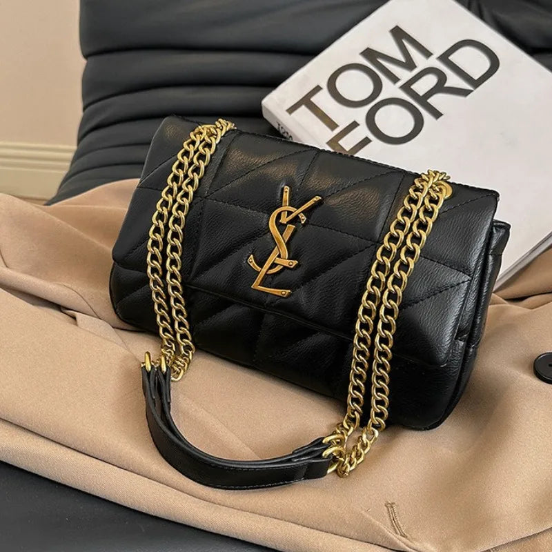 Luxury Fashion Women's Chain Handbag PU Leather Girls Shoulder Messenger Bag Brand lightweight Commuting Bag Tassel Square Bag