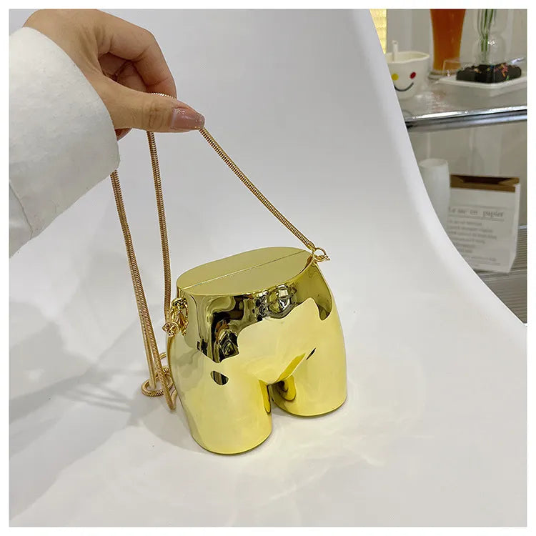 Niche Design Silver Lipstick Pouch Women Luxury evening Bag Headphone Bag Butt Shape Acrylic Chain Shoulder Purses Crossbody Bag Gold