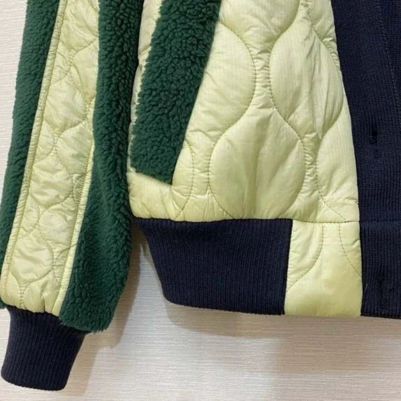 Women's Color-Block Padded Jacket Quilted Coat Cozy Winter Outwear