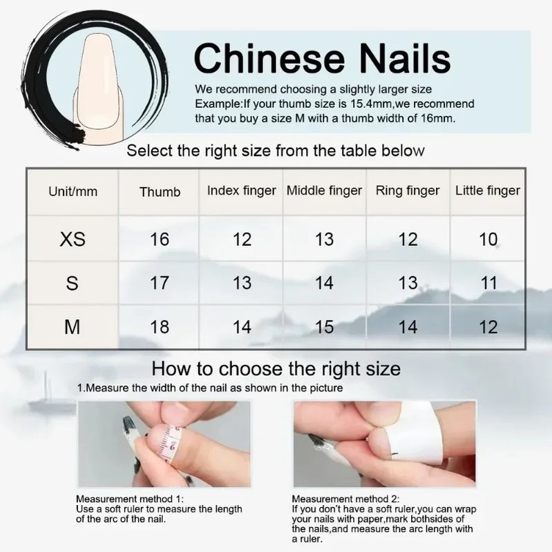 10Pcs Oriental-Themed Press-On Nails with Lotus Leaf,Koi Fish,Bamboo Patterns Crescent Moon Designs Nail Tips for Women&Girls