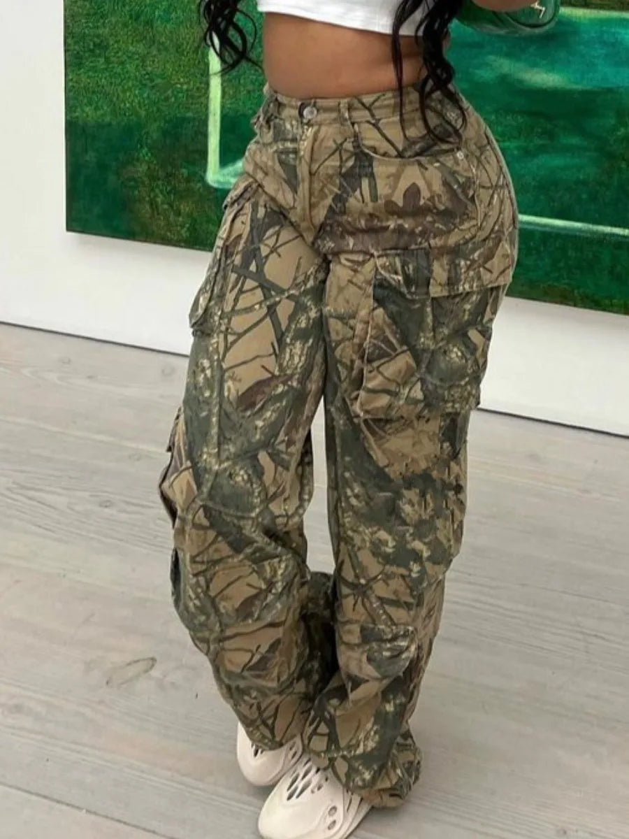 Autumn Women Trousers Streetwear Casual Loose Camouflage Sweatpants Y2K Women's Cargo Camo Pants