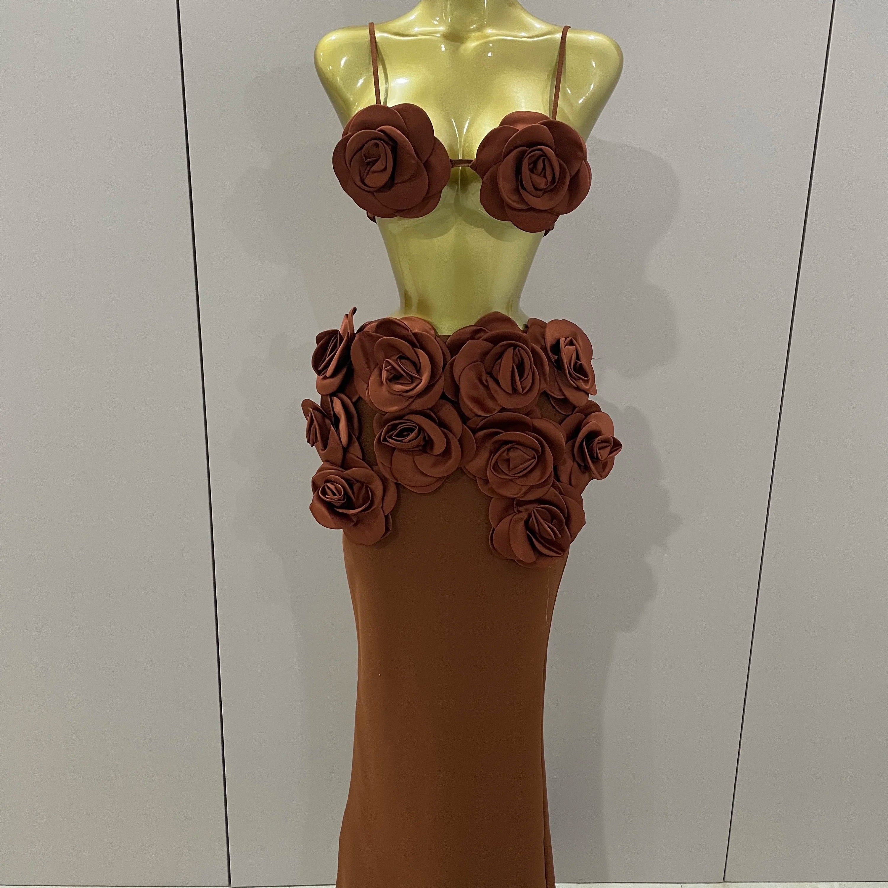 Sexy Camisole Floral Bandage Long Skirts 2-Piece Set 2025 Women Celebrity Elegant Party Cocktail Prom Gown Nightclub Outfit