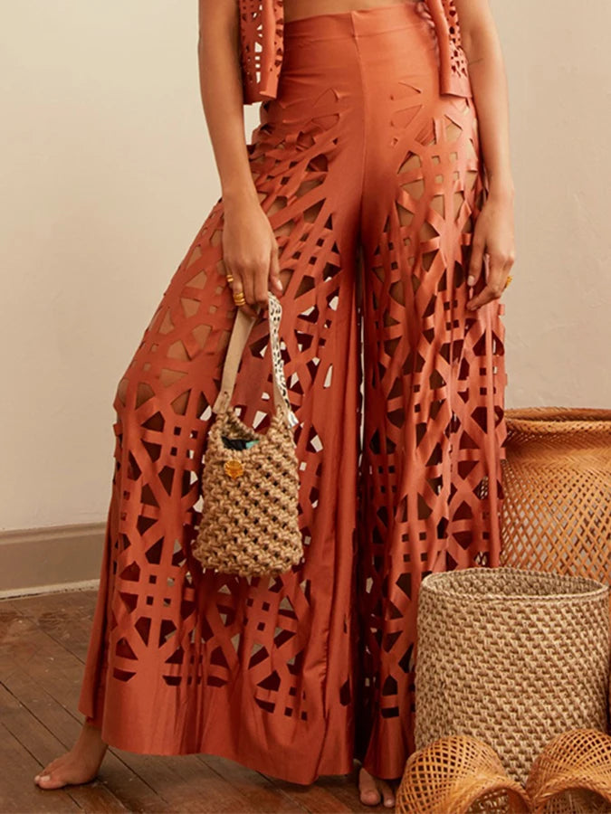 Fashion strappy shoulders solid colour bikini separate suit and trunks swimsuit cut-out design atmosphere and elegant 2024 Women Claret