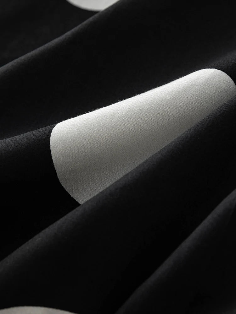 Niche Color Contrast Design Printed V-neck Dress for Women Summer Special X-shaped High Waist Light Dress Female