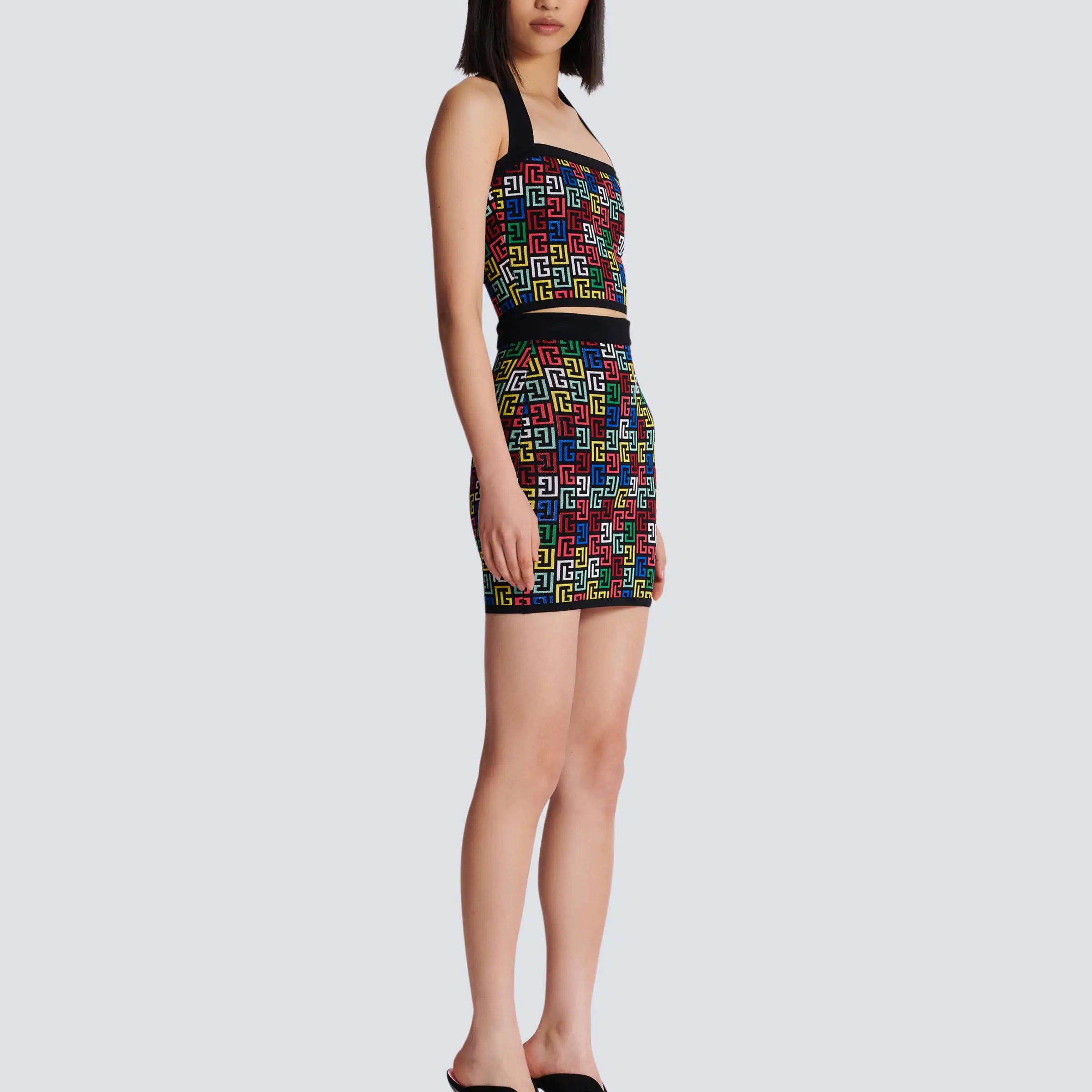 Women Sexy Halter Off the Shoulder Bodycon Mini Bandage Dress 2 Pieces Jacquard Celebrate Nightclub Party Dress Vestido