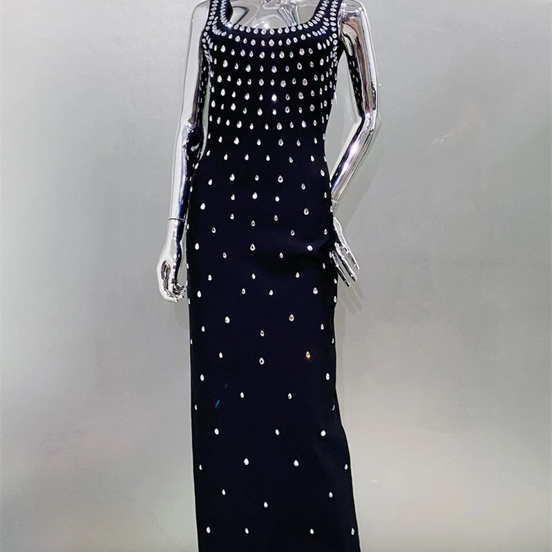 Luxury Diamonds Sexy Square Collar Package Hips Bandage Dress  Fashion Woman Evening dress Celebrity Cocktail Party Outfit