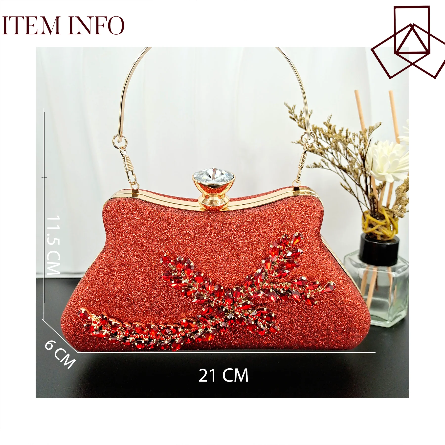 Party Bag With Diamond Design Fashion Ladies Bag Rhinestone Embellished Long Chain Shoulder Bag As Picture 4 (20cm<Max Length<30cm)