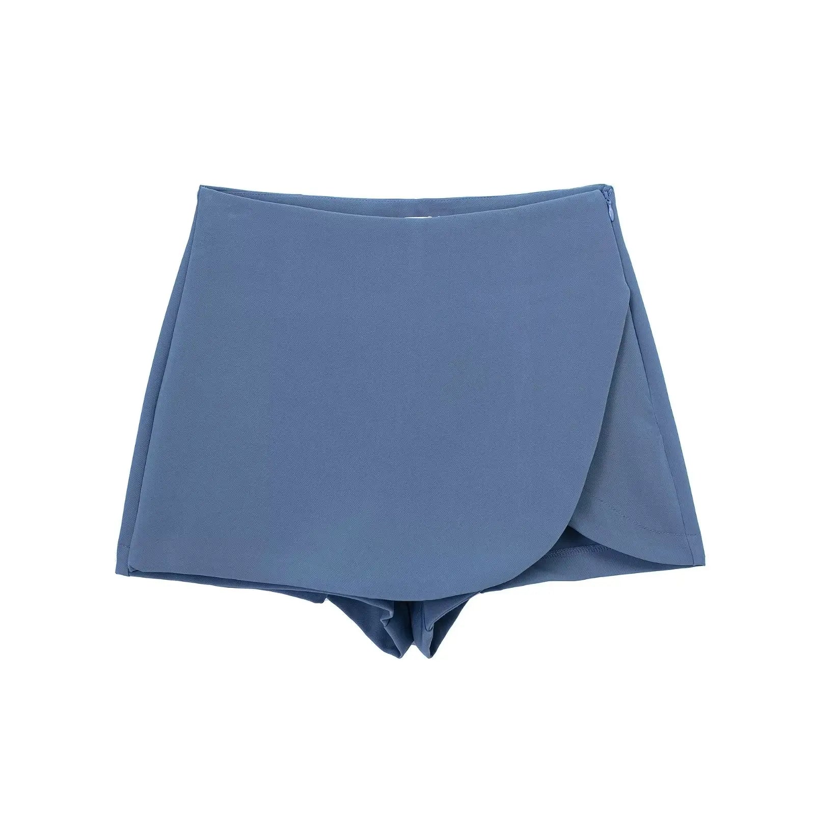 Khaki Asymmetric Culottes Mini Shorts Skirts Split Street Look Pink Black Bottom Woman Blue