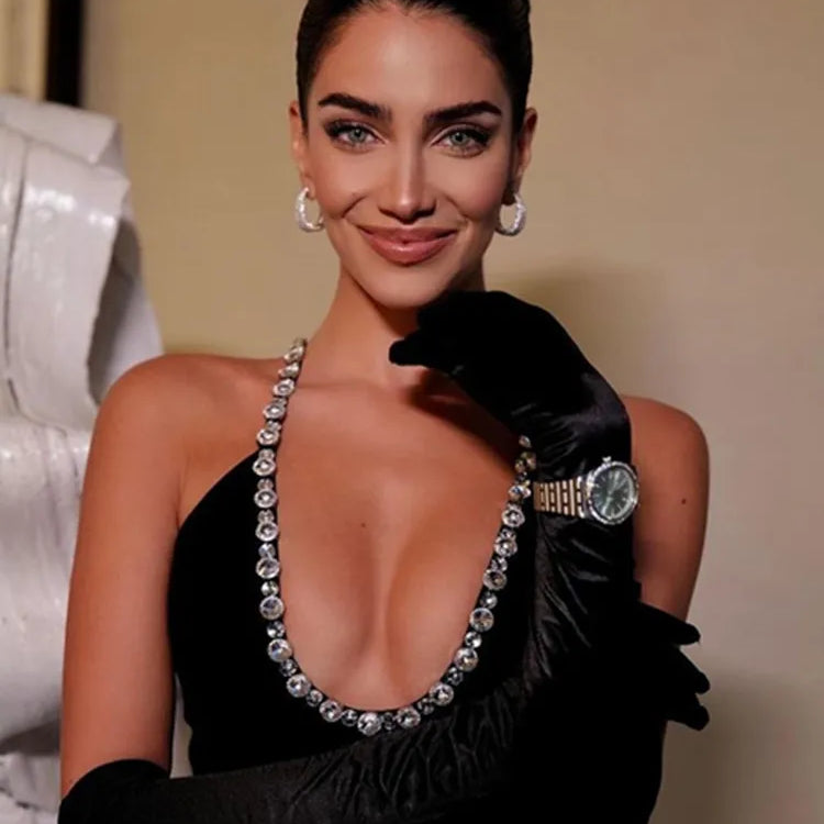 Women Luxury Sexy Backless Sequined Sparkly Split Black Midi Bodycon Bandage Dress 2022 Elegant Evening Club Party Dress