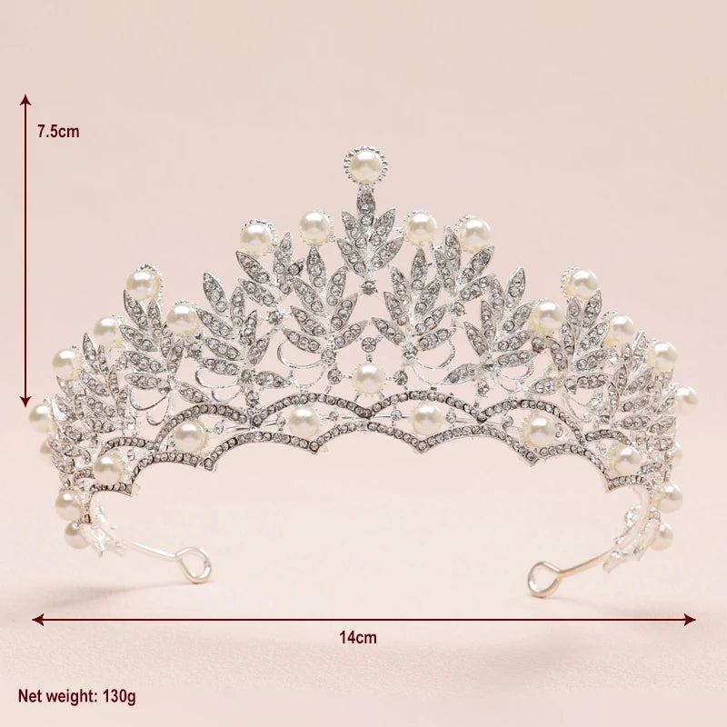 Bridal Headwear - A Golden Lady Fashion Wedding Princess Imitation Pearl Classic Tiaras Girl Luxurious Birthday Crown TS-0100-A