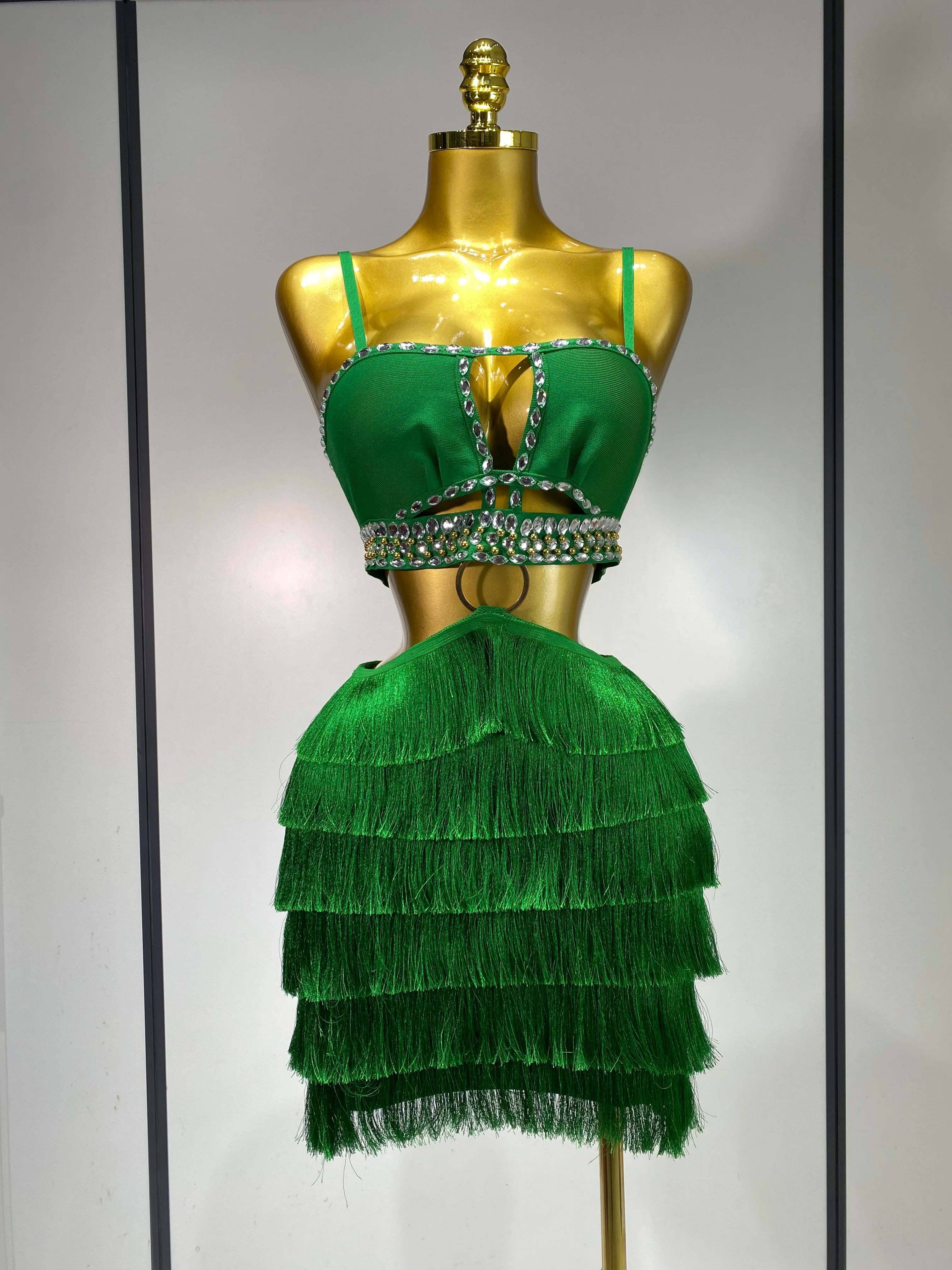 Sexy Sling Backless Dress Women Green Bodycon Bandage Dress 2025 Celebrity Elegant Evening Club Luxury Birthday Party Dresses