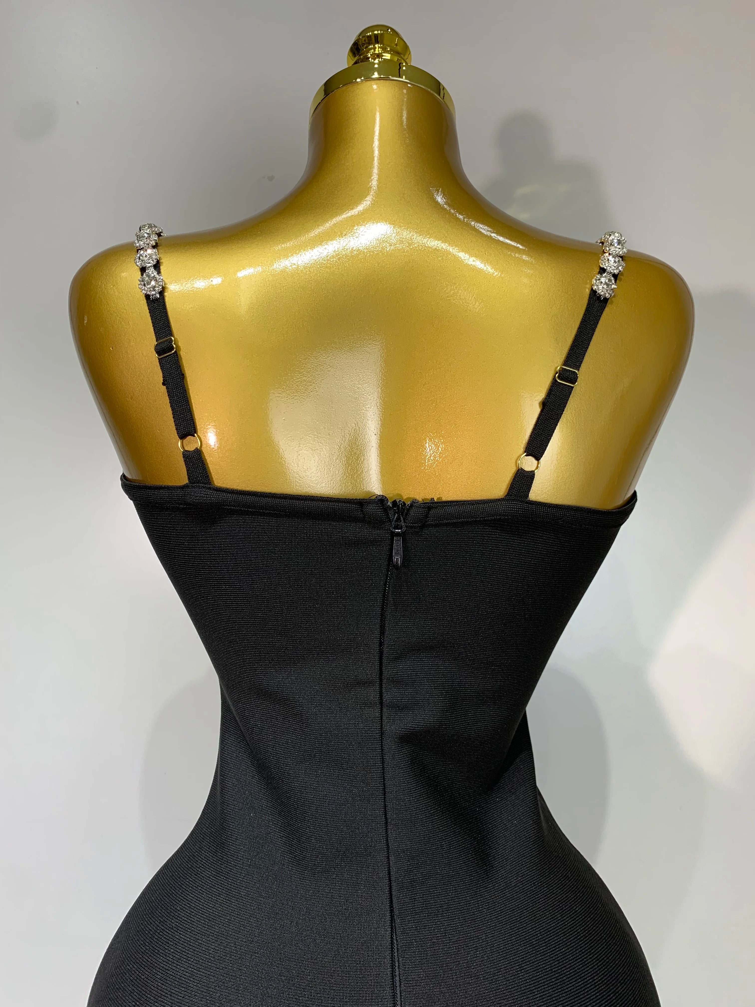 Women Sexy Sling V-neck Black Mini Bodycon Bandage Dress Luxury 2025 Celebrity Evening Club Celebrity Elegant Party Gowns