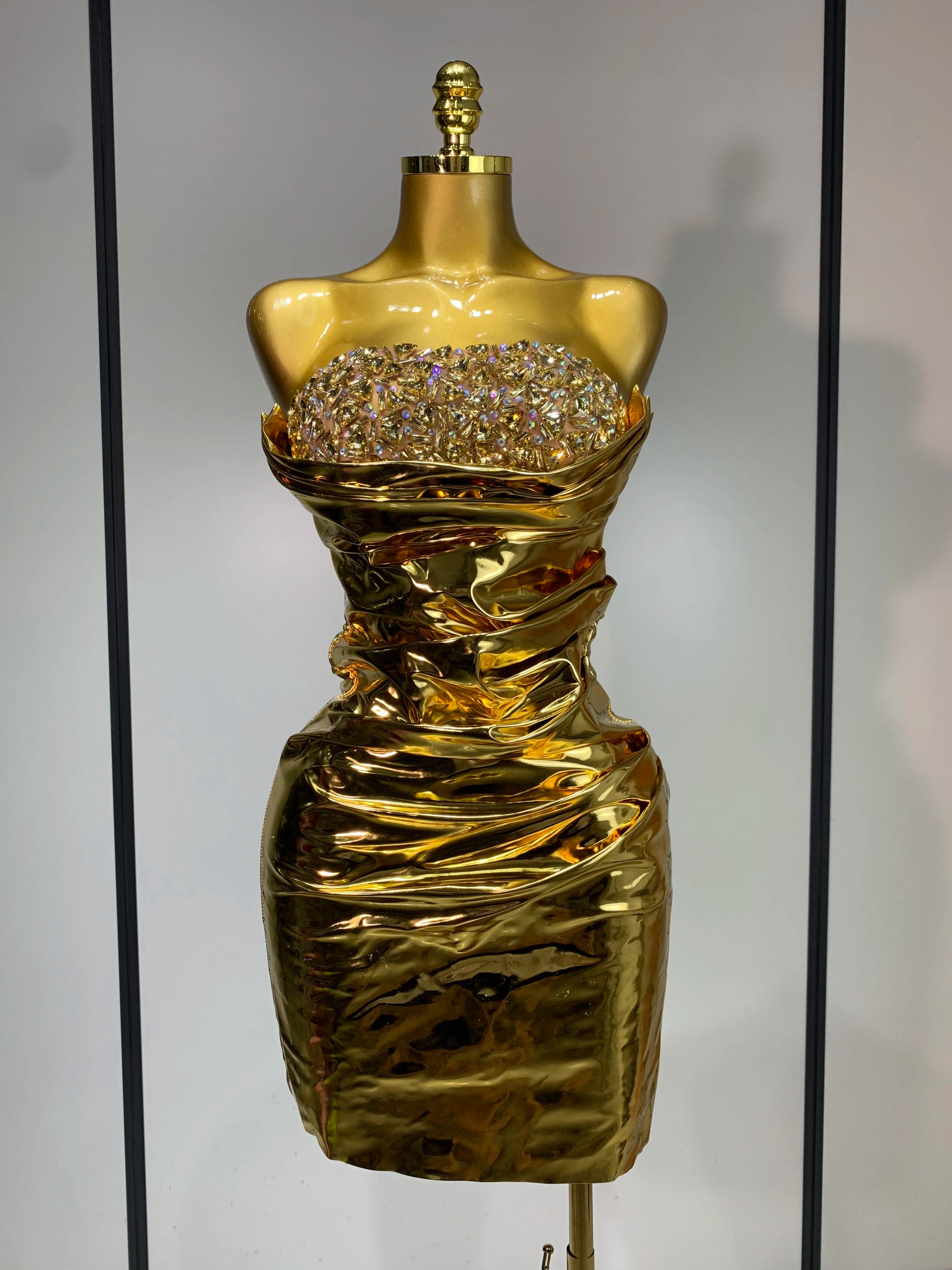 Sparkly Rhinestone Sexy Strapless Bodycon Mini Dress Women Luxury Birthday Evening Party Celebrate Performance Stage Costume