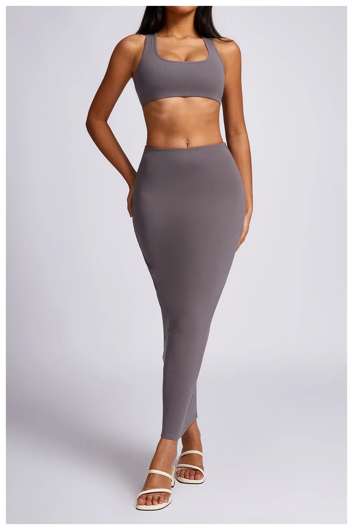 New Yoga Set Workout Clothes Fitness High Quality Suits Sports Bra High Waist Leggings 2 Piece Women High Stretch Gym Outfit grey-2